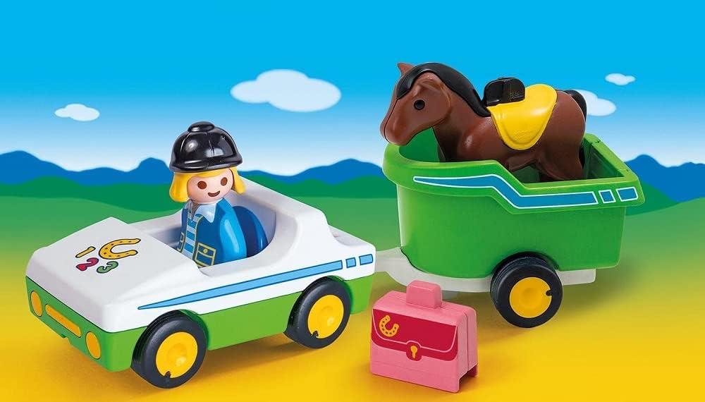 Playmobil 1.2.3 Car with Horse Trailer - Fun for Toddlers