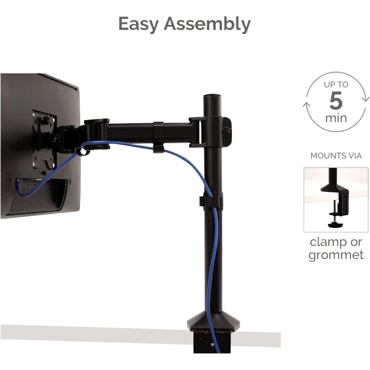 Fellowes Reflex Series Adjustable Computer Monitor Stand for Desk with Single Monitor Arm / 32 Inch Monitor Capacity