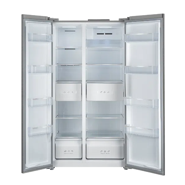 TCL ثلاجة 520 لتر جنبًا إلى جنب تبريد سريع، تقنية AAT، وتصميم عصري TCL ثلاجة 520 لتر جنبًا إلى جنب تبريد سريع، تقنية AAT، وتصميم عصري