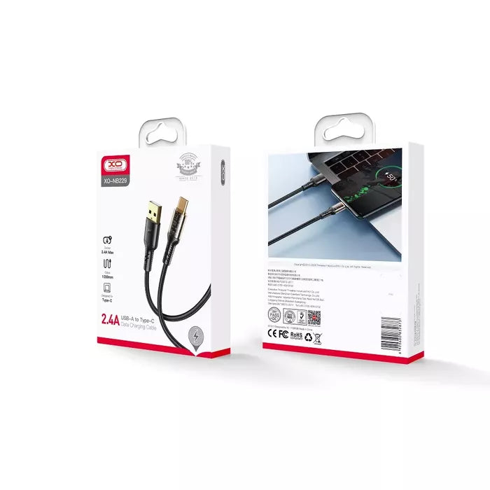 XO NB229 USB-C Clear Cable 2.4A – 1M XO NB229 USB-C Clear Cable 2.4A – 1M