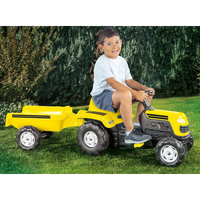 Dolu Ranchero Pedal Operated Tractor & Trailer – Yellow | Kids Ride-On