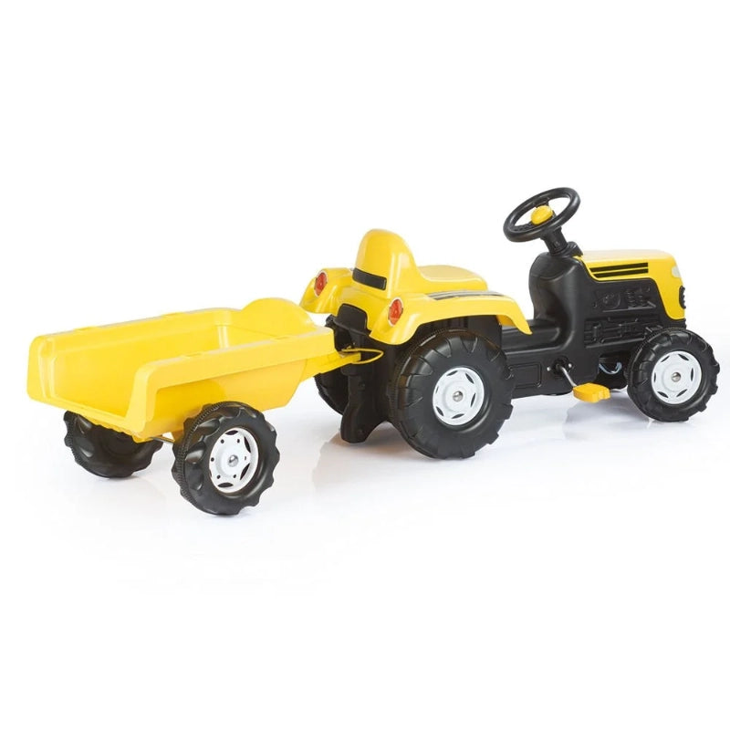 Dolu Ranchero Pedal Operated Tractor & Trailer – Yellow | Kids Ride-On