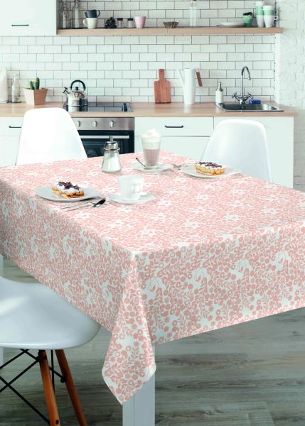 Finesse Lola Wallflower 140cm Tablecloth – Peach & White
