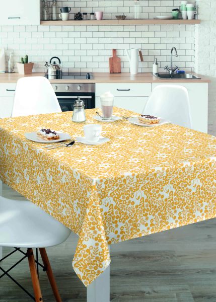 Finesse Lola Wallflower 140cm Tablecloth – Yellow & White