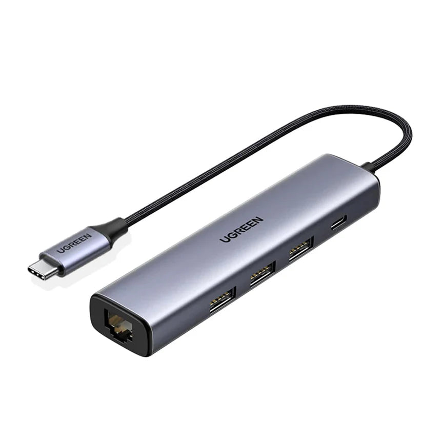 UGREEN USB-C to 3×USB 3.0 + RJ45 Gigabit + 100W PD Adapter