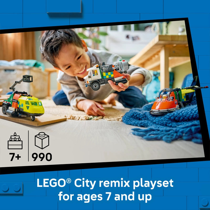 LEGO City Airplane, Service Truck & Hovercraft Remix – 990 Pieces | Set 60505