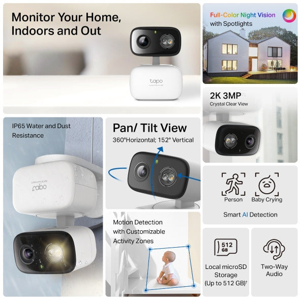 كاميرا Tp-Link Tapo C216 داخلية/خارجية بدقة 2K وذكاء صناعي