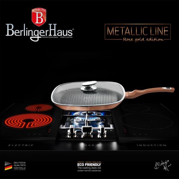 Berlinger Haus 28cm Grill Pan with Lid – Rose Gold