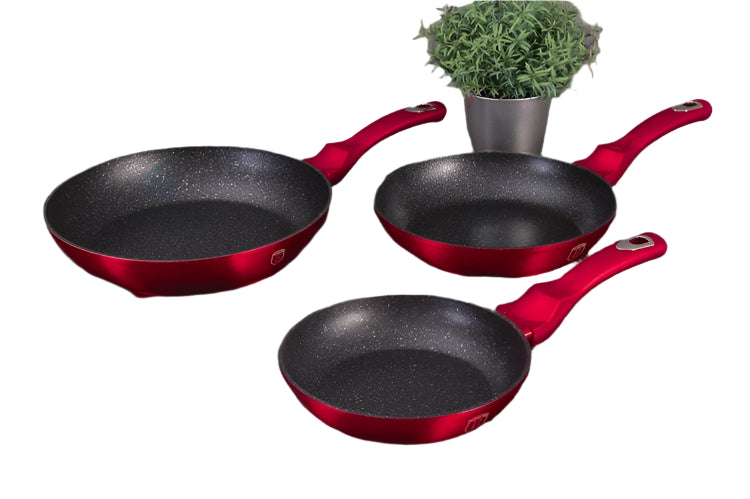 Berlinger Haus 3-Piece Frying Pan Set – Burgundy