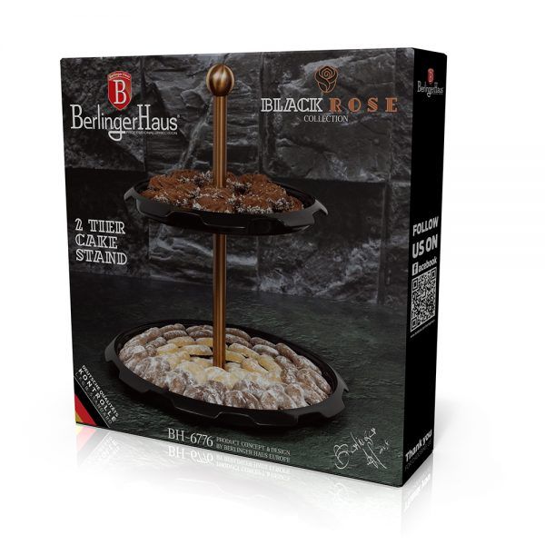 Berlinger Haus Black Rose 2-Tier Cake Stand – Elegant Serveware