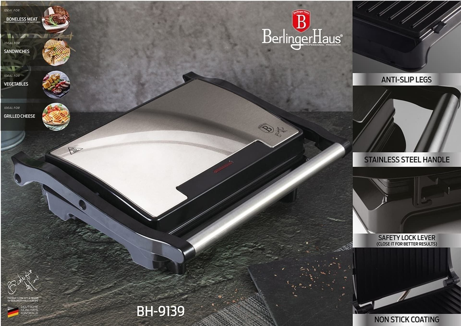 Berlinger Haus Electric Grill - Stainless Steel