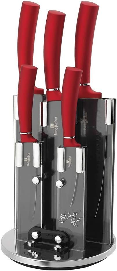 Berlinger Haus 6-Piece Knife Set with Stand - Maroon