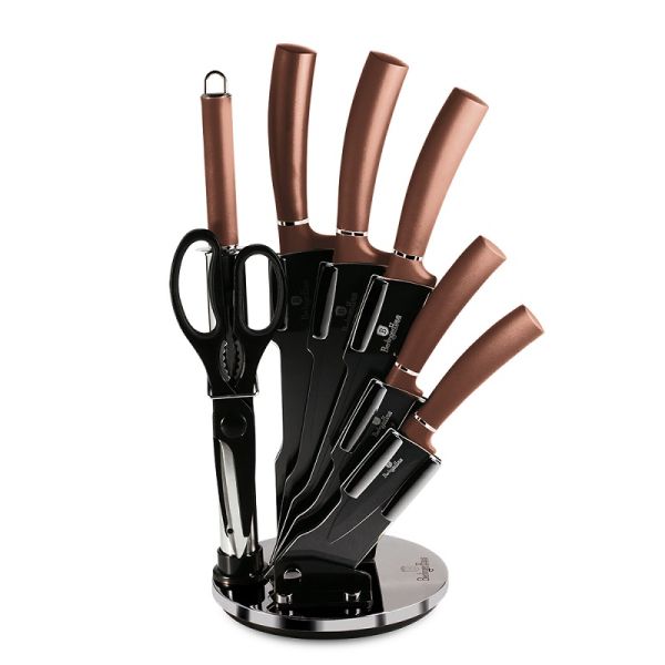 Berlinger Haus 8-Piece Knife Set with Stand - Rose Gold