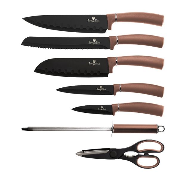 Berlinger Haus 8-Piece Knife Set with Stand - Rose Gold