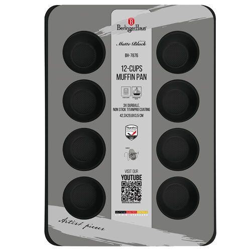 Berlinger Haus Muffin Pan for 12 Pieces - Matte Black