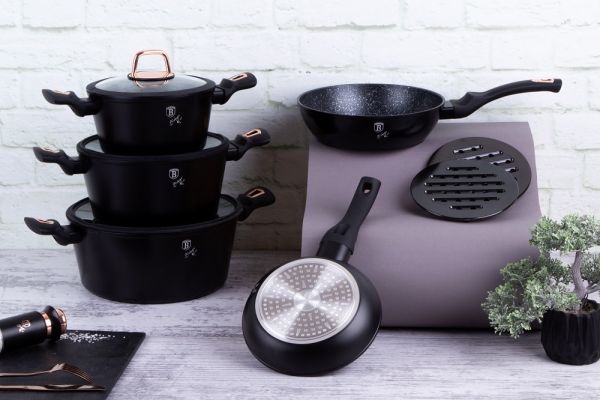 طقم طناجر 10 قطع من Berlinger Haus - بلاك-روز