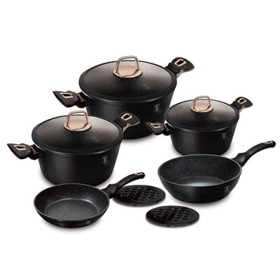 طقم طناجر 10 قطع من Berlinger Haus - بلاك-روز