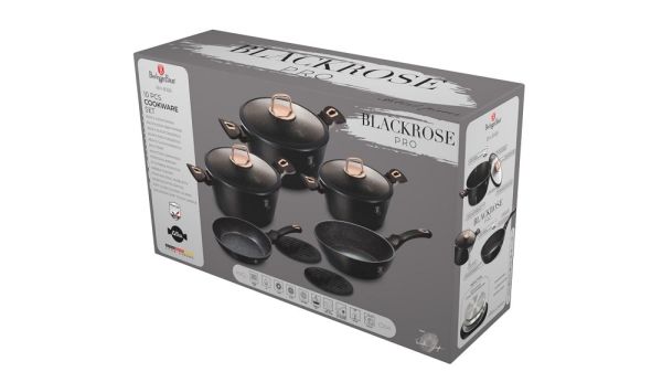 طقم طناجر 10 قطع من Berlinger Haus - بلاك-روز