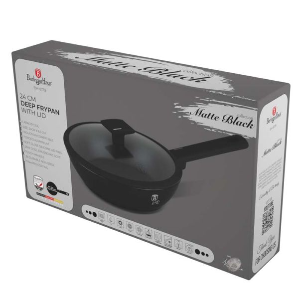 Berlinger Haus Deep Pan 24 cm with Lid - Matte Black