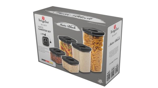 Berlinger Haus 10-Piece Storage Jars Set – Matte Black