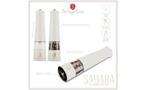 طقم مطحنة فلفل وملح كهربائية 2 قطعة من Berlinger Haus - صحارى | أنيق وعملي طقم مطحنة فلفل وملح كهربائية 2 قطعة من Berlinger Haus - صحارى | أنيق وعملي