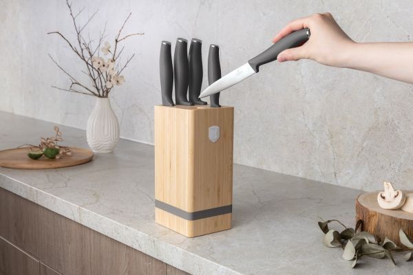 Berlinger Haus 6-Piece Knife Set with Stand – Anthracite