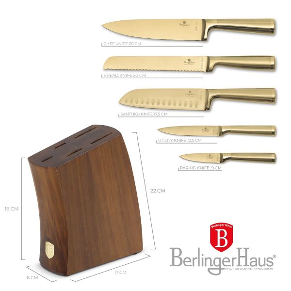 Berlinger Haus Leonardo 6-Piece Knife Set with Stand