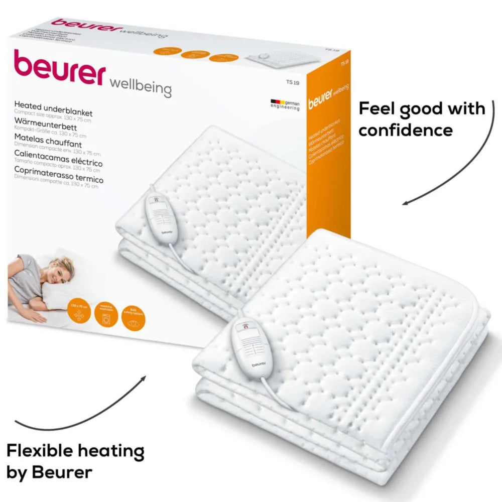 Beurer TS 19 Electric Heating Blanket with Ultra Comfort Design - White