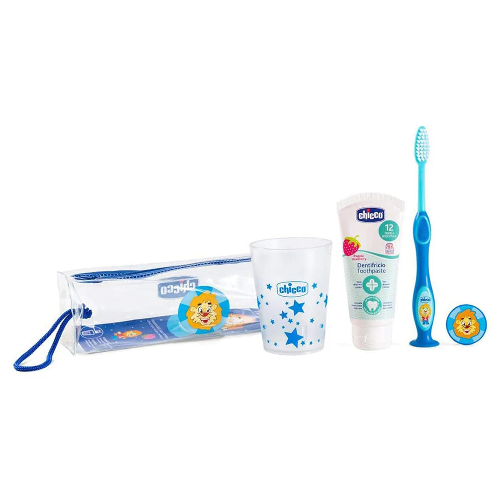 Chicco 36M+ Oral Care Set for Boys Travel-Friendly - Blue Chicco 36M+ Oral Care Set for Boys Travel-Friendly - Blue