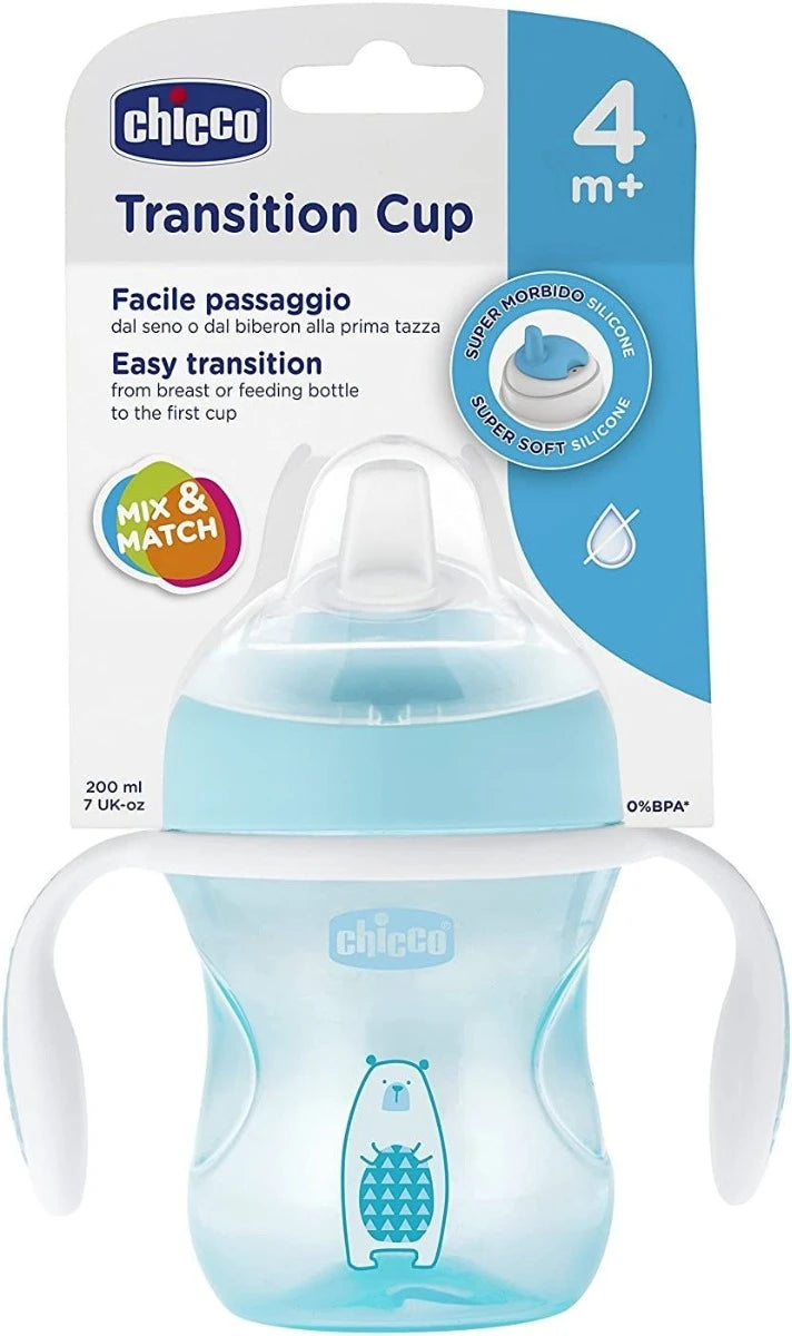 Chicco Transition Cup 4M+ BOY PACK1 Spill-Proof Design - Blue Chicco Transition Cup 4M+ BOY PACK1 Spill-Proof Design - Blue