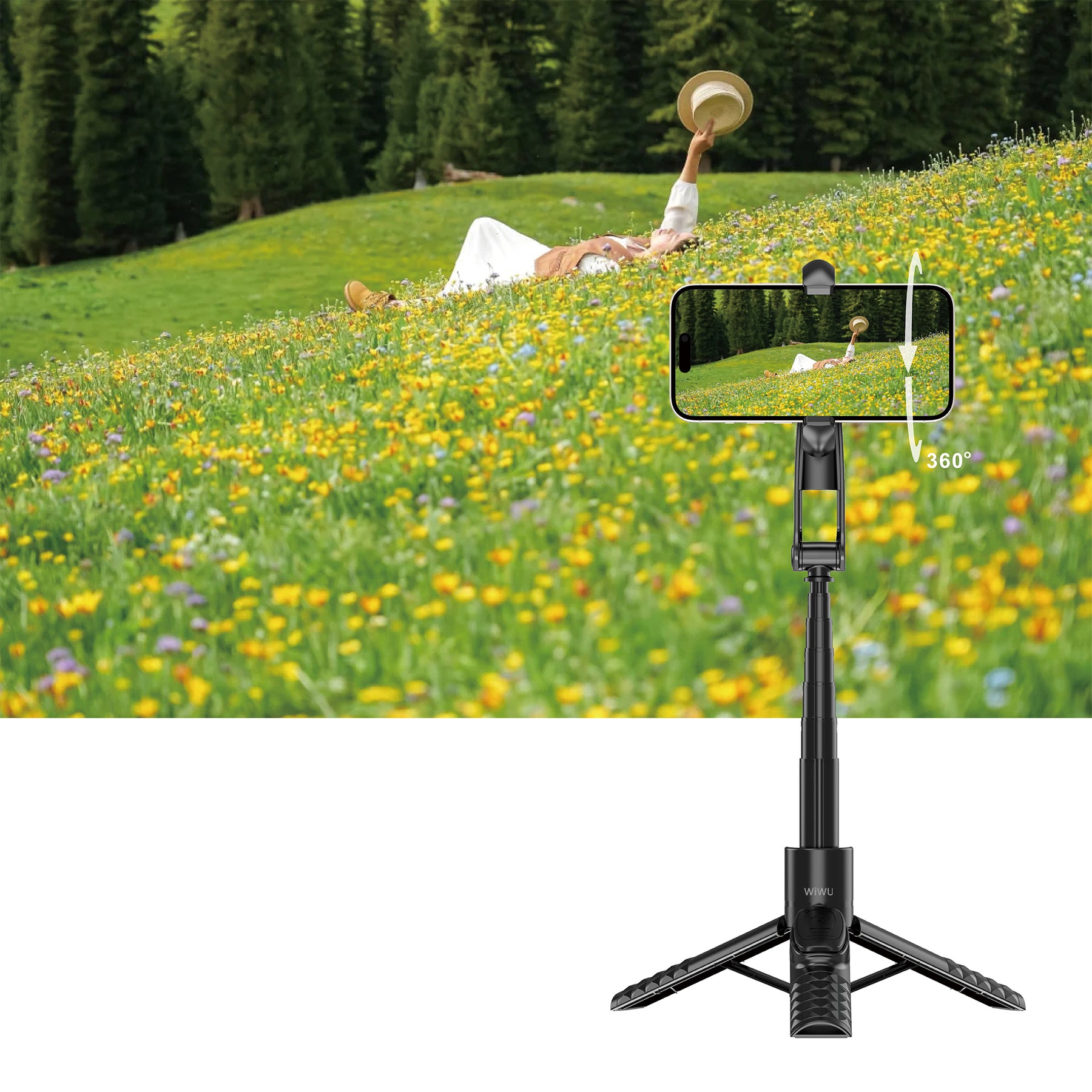 WIWU Wi-SE014 Magnetic Selfie Stick Lightweight & Versatile - Black WIWU Wi-SE014 Magnetic Selfie Stick Lightweight & Versatile - Black