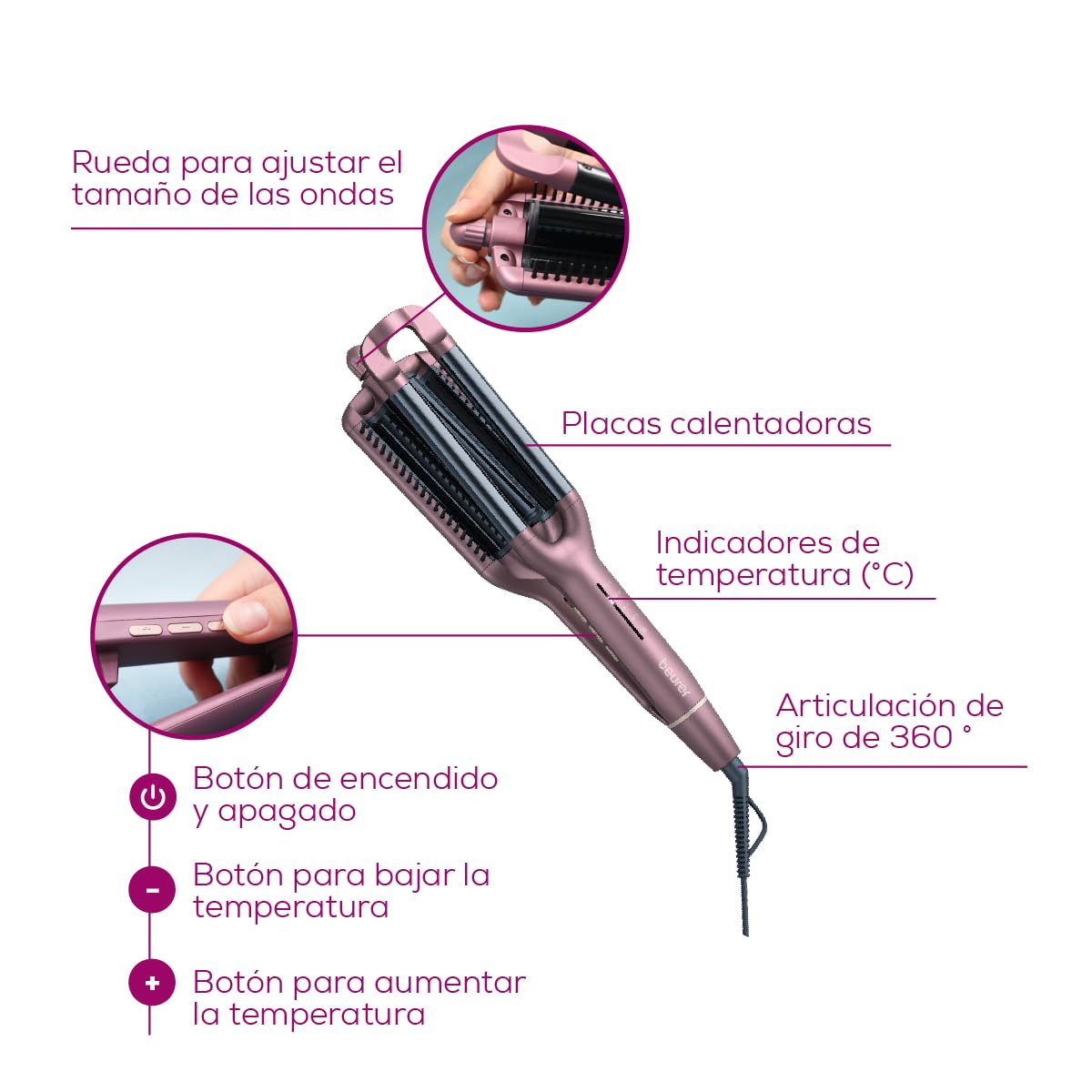 Beurer HT 65 Wave Styler 4-in-1 Curling Tool with Ceramic Coating