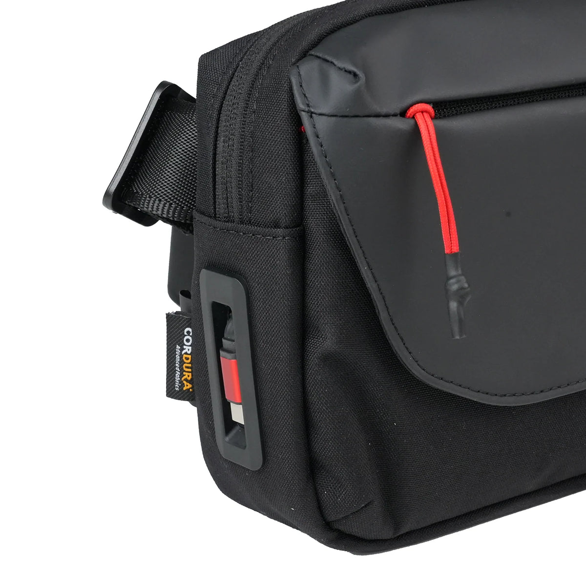 WIWU Warriors Crossbody Bag, CORDURA 500D Nylon Shoulder Bag with Retractable Data Cable