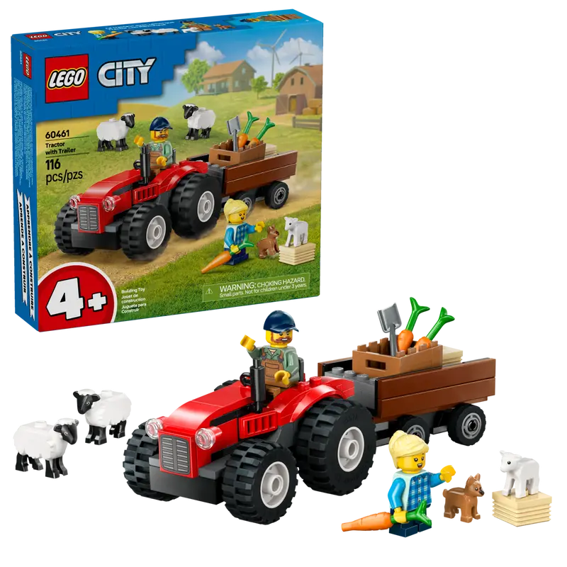 LEGO® Red Farm Tractor with Trailer & Sheep - Playset