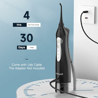 Mornwell Portable 3 Modes 4 Jet Tips IPX7 Waterproof Water Flosser – Black