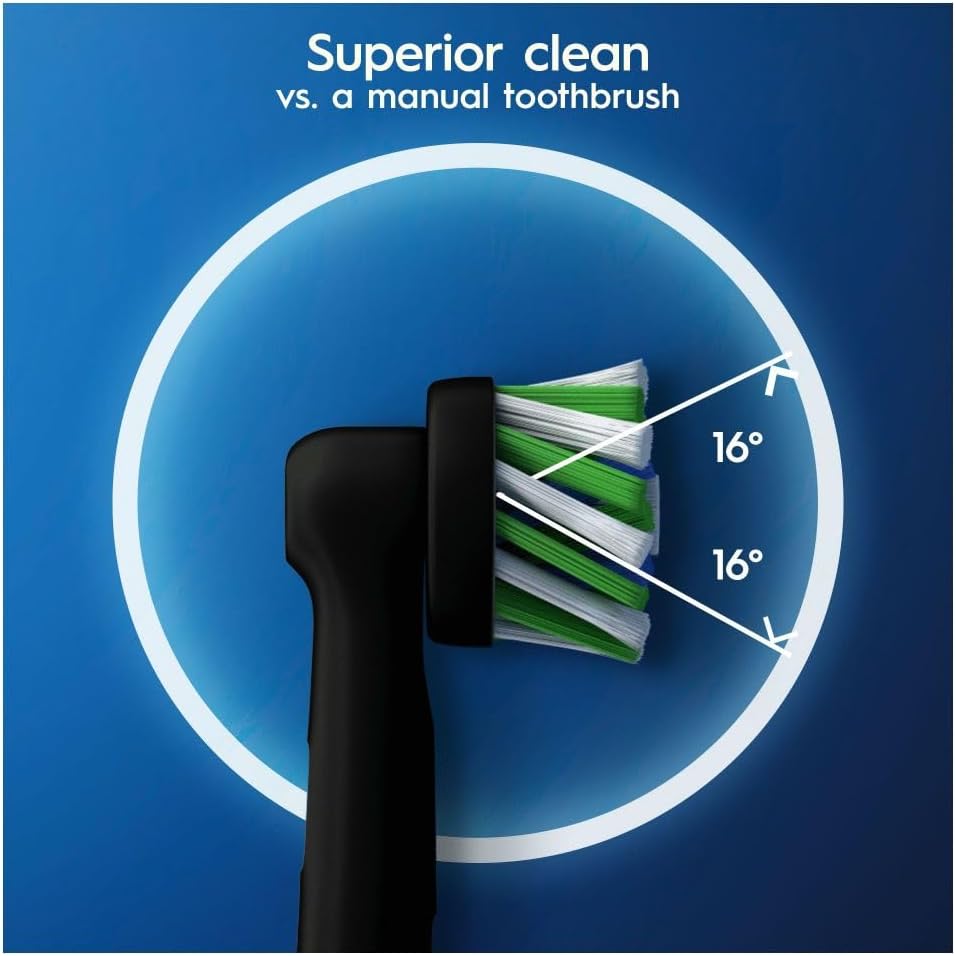 Oral-B Cross Action Electric Toothbrush Head with CleanMaximiser Technology Pack of 12 - Black