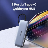 محول UGREEN USB-C 9 في 1 بمنفذ HDMI وDP وVGA وPD
