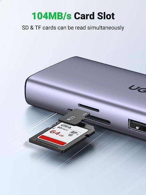 محول إيثرنت USB-C إلى 2*USB 3.0+HDMI+RJ45+PD من UGREEN 