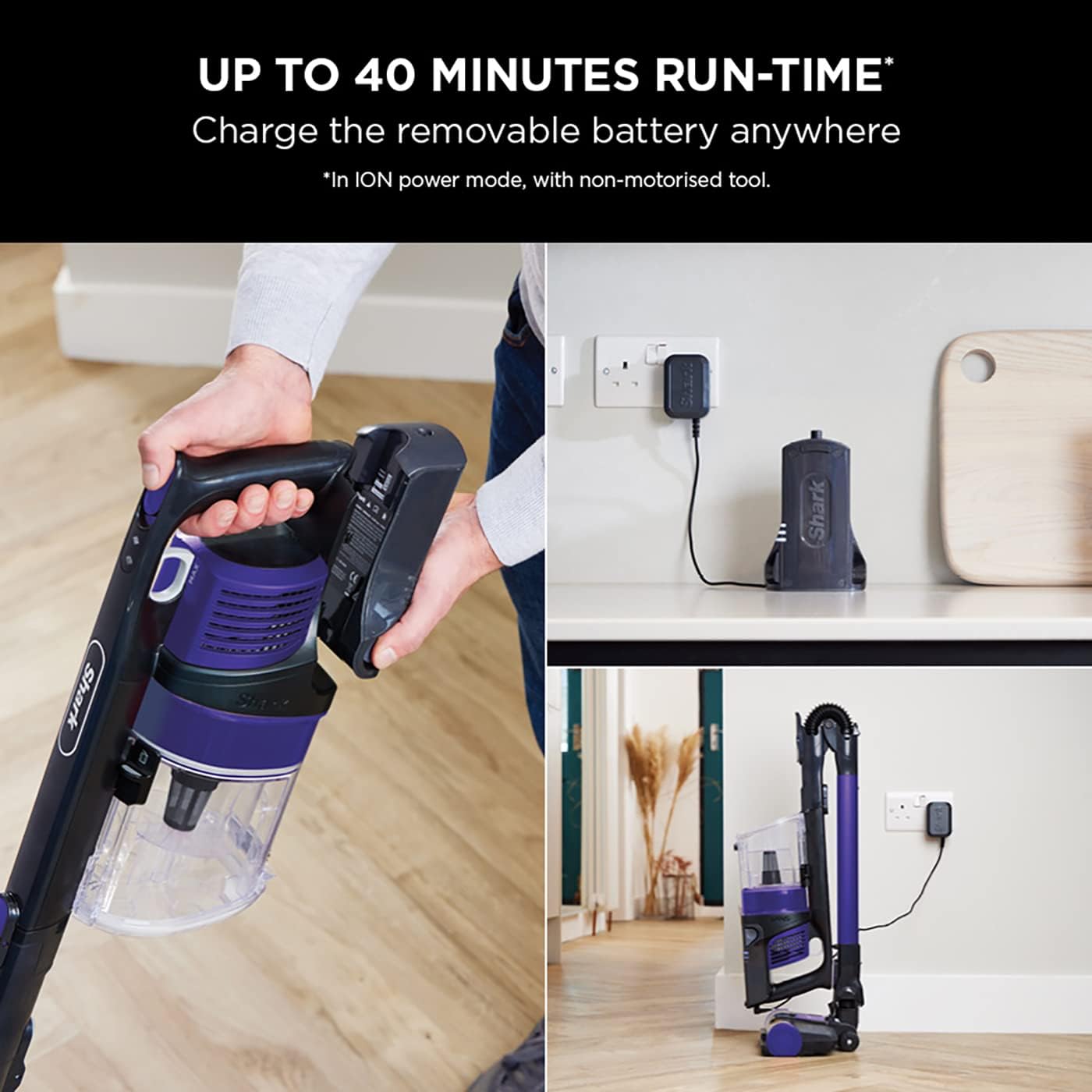 Shark IZ202UKT Cordless Stick Vacuum Cleaner 40 mins