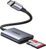 UGREEN USB-C SD Card Reader – Dual Slot, 5Gbps Speed.
