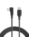 كابل Anker PowerLine C إلى Lightning بزاوية قائمة بطول 6 أقدام - أسود 
