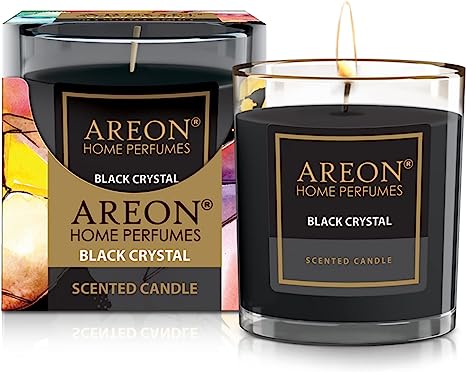 areon Wohlfühlhl - Scented Candle in Glass - Burn Time up to 25 Hours - Fragrance: Black Crystal