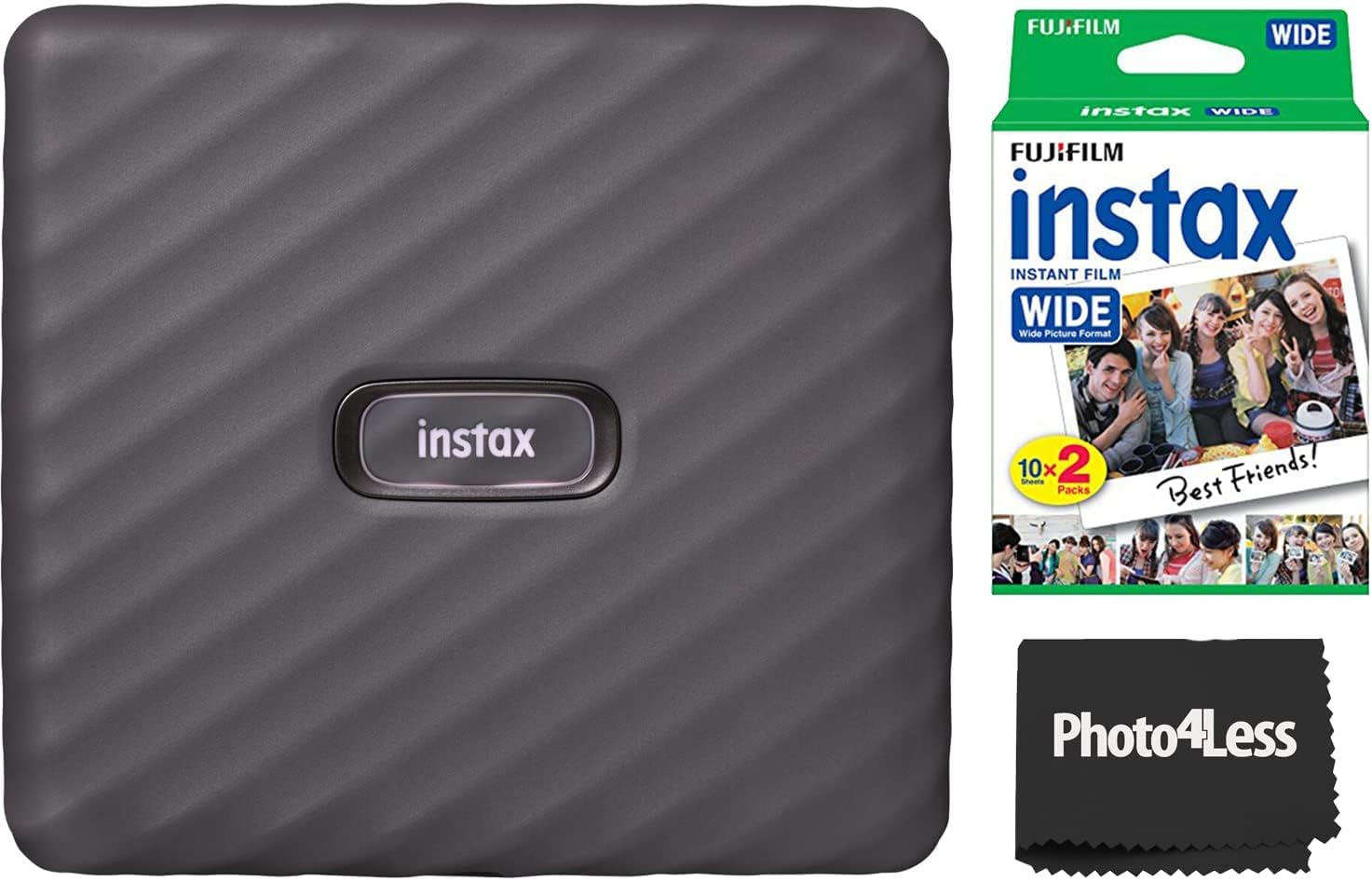 Fujifilm Instax Link Wide Printer Mocha Bundle with Wide Twin Pack Instant Film and Cloth