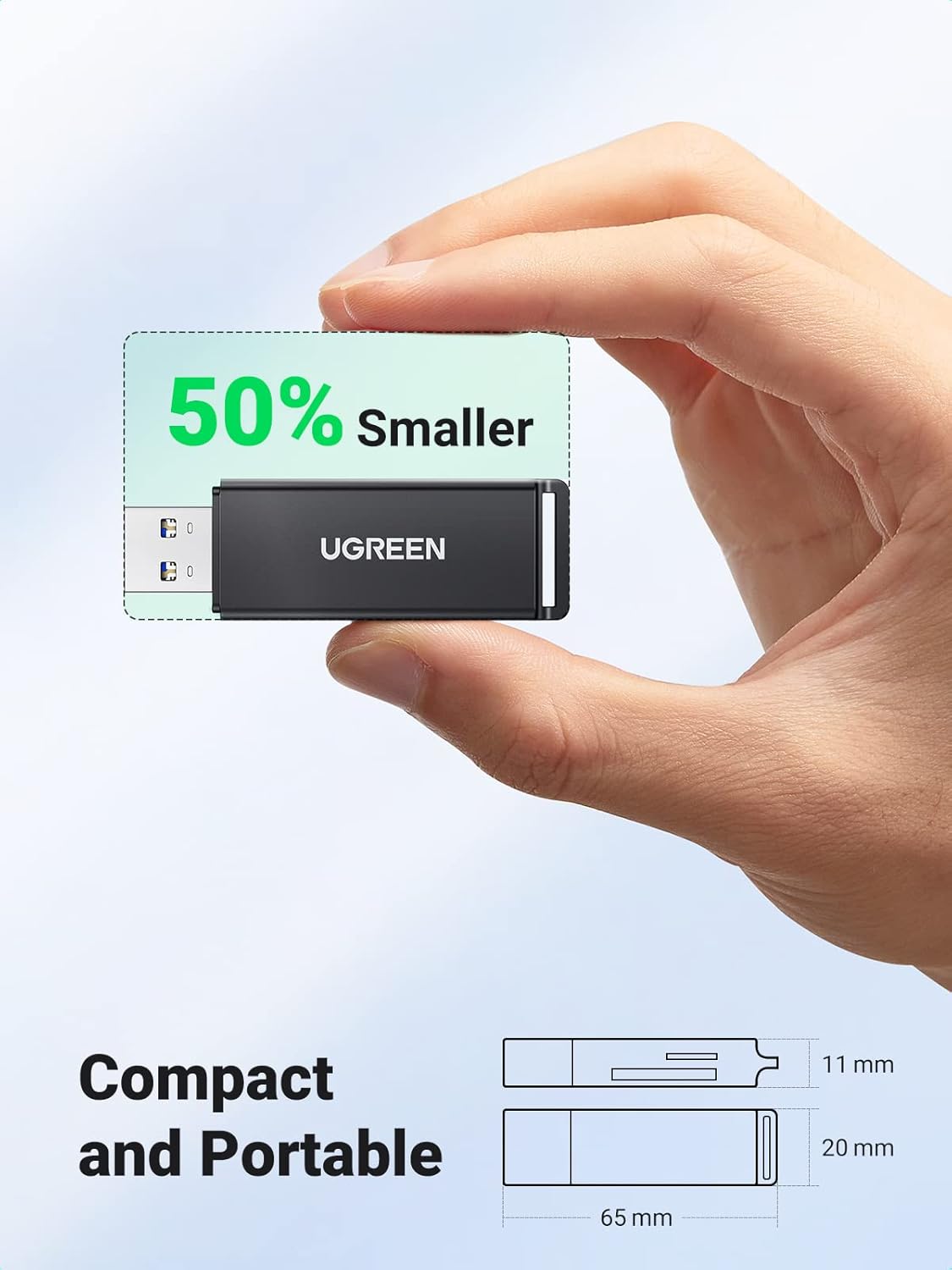 UGREEN USB 3.0 SD Card Reader – Dual Slot, High-Speed, Compact