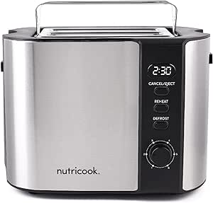 Nutricook Digital Toaster 2 Slice Stainless Steel LED / 800 Watt - Silver