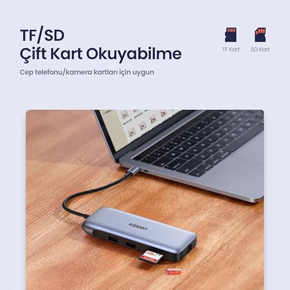 محول UGREEN USB-C 9 في 1 بمنفذ HDMI وDP وVGA وPD

