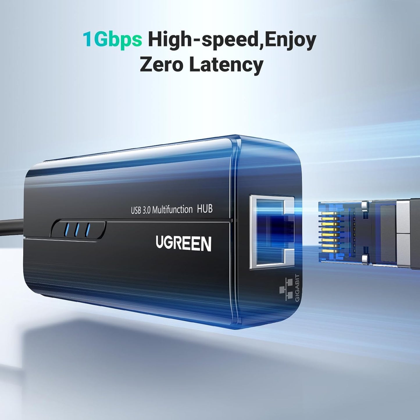 UGREEN USB 3.0 Hub with Gigabit Ethernet Adapter – 3 USB Ports + LAN