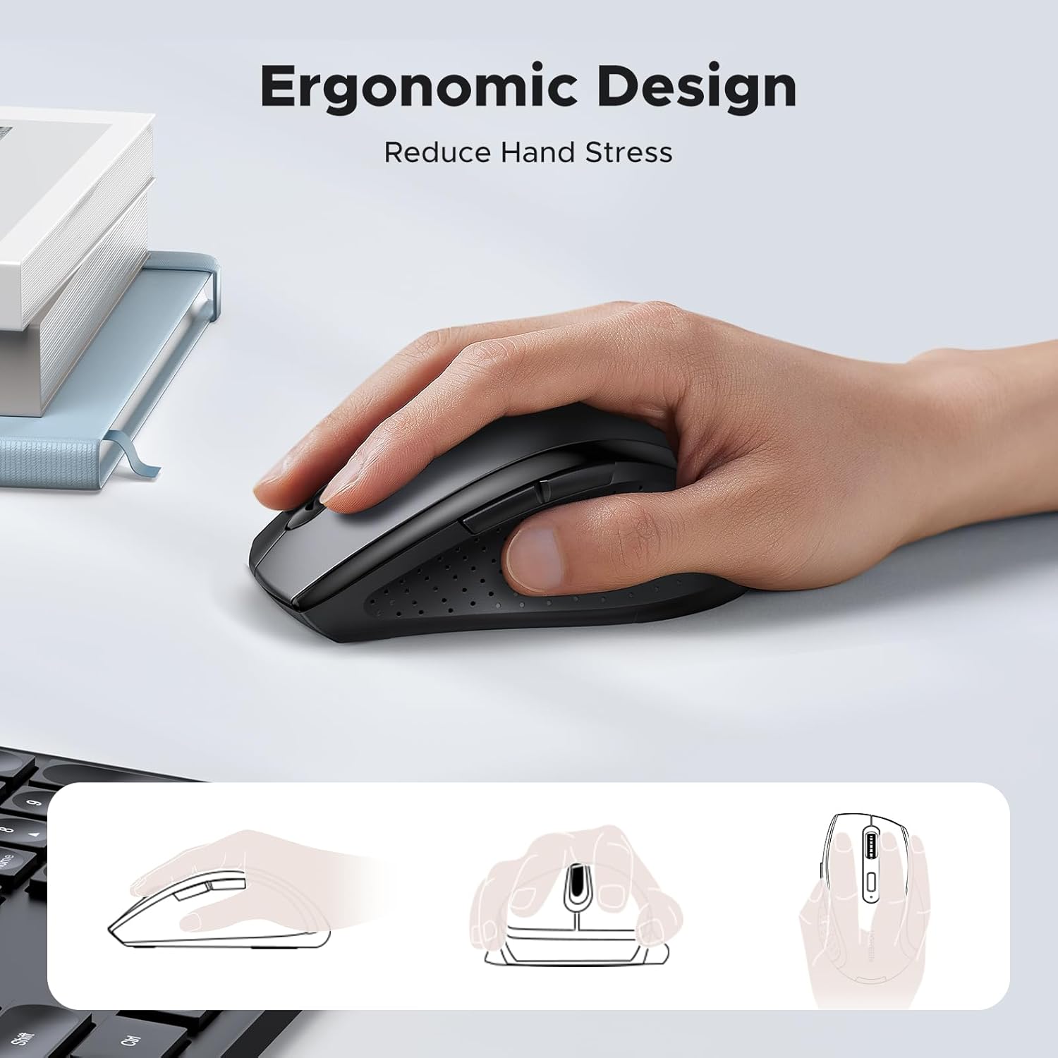 UGREEN 2.4G Wireless Mouse, 6 Buttons, 1600 DPI & 12M Battery
