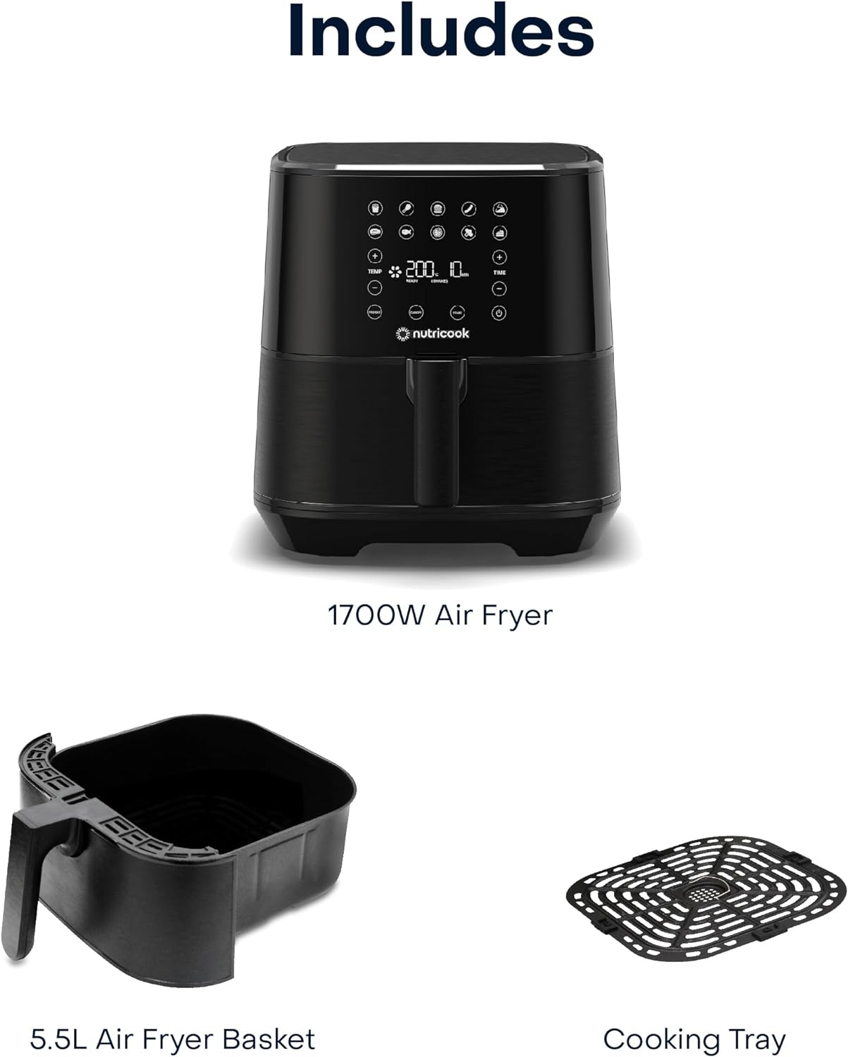 Nutricook Rapid AirfryeR2 / مقلاة عميقة تقليدية سعة 5.5 لتر - أسود