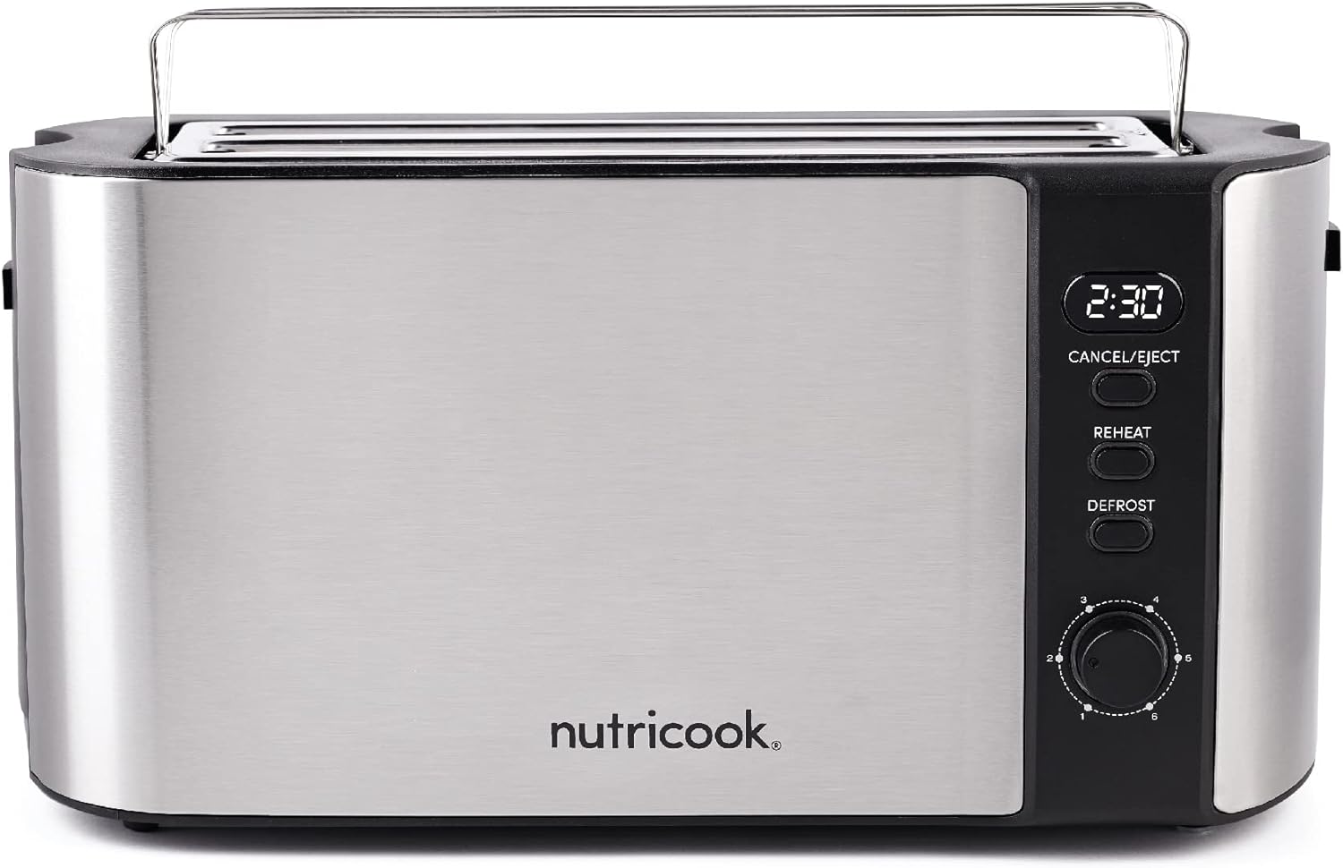 Nutricook 4 Slice Stainless Steel LED Digital Toaster, 1500 Watt - Silver